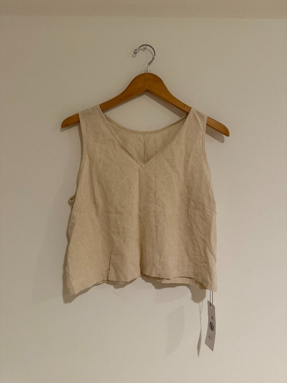 Ecru Linen V-Neck Top
